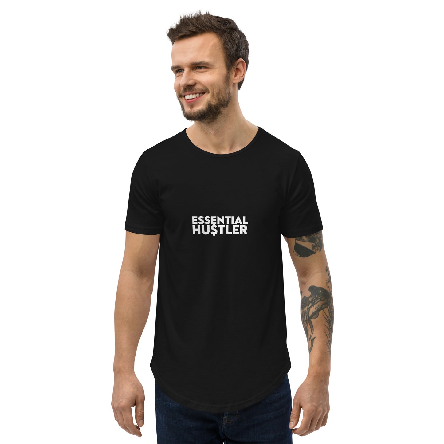 Essential Hustler Men's Curved Hem T-Shirt